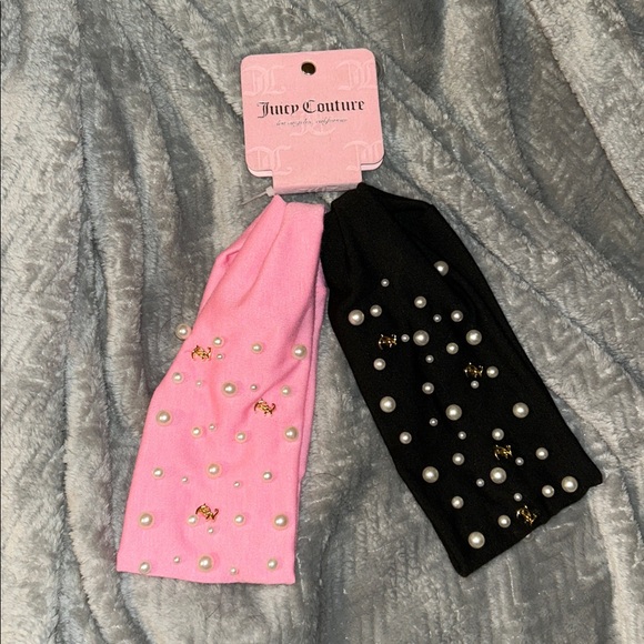 Juicy Couture Pink and Black Headband with Pearl Accents - Picture 1 of 6